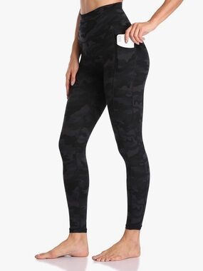 Colorfulkoala High Waisted Yoga Pants 7/8 Length Leggings with Pockets - Camo S